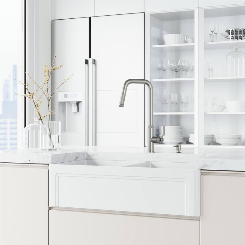 VIGO Hart Angular 18" H Single Handle Pull-Down Kitchen Faucet