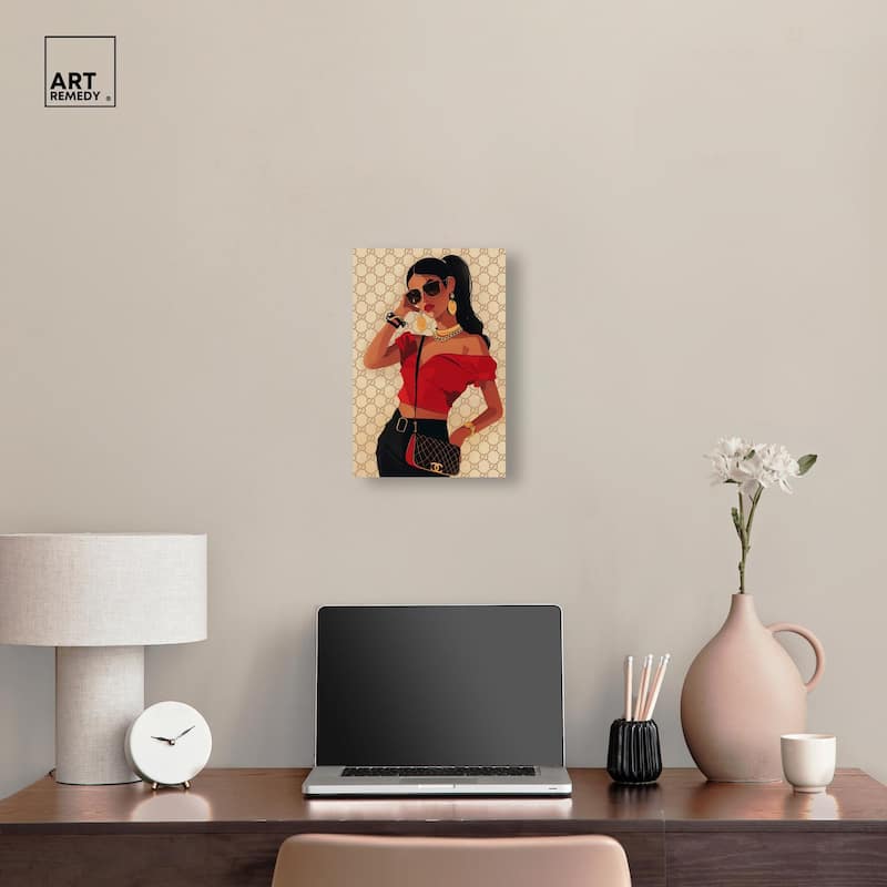 Her Stylish Red Look Canvas by Art Remedy, Gallery Wrapped