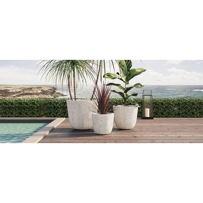Roomfitters Lightweight MGO Planter Set of 3, Round Weather Resistant Outdoor Indoor Flower Pots for Garden Patio