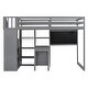 preview thumbnail 13 of 13, Twin Size Slat Support Loft Bed with 4-Tier Built-in Shelves, Pull-Out Desk, Storage Stairs, Blackboard for Kids Teens - Grey