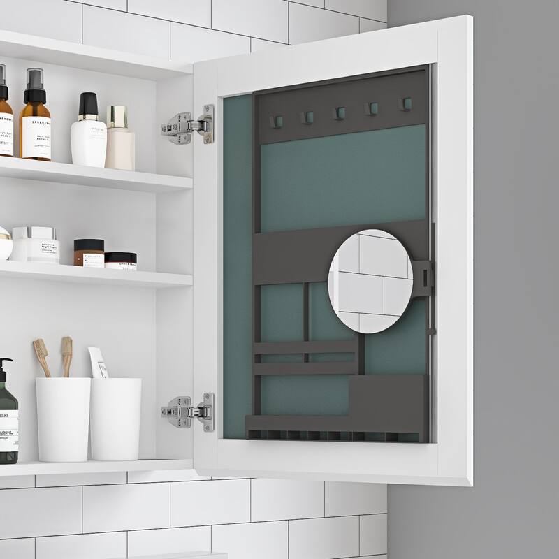 Wall Mounted Bathroom Medicine Cabinet with HD Mirror, Recessed or Surface Mount, Storage for Cosmetics & Personal Care