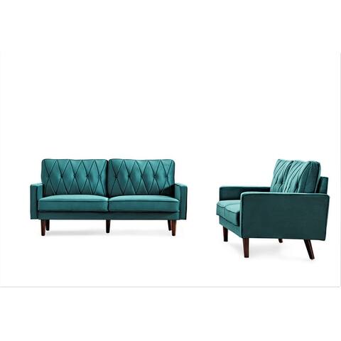 Feemster Velvet Tufted Cushion Back 2Pcs Living Room Set