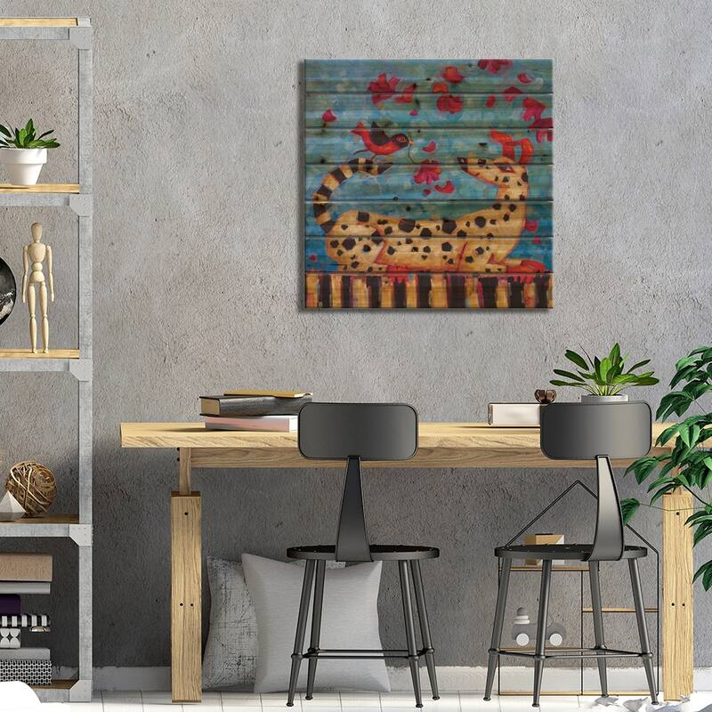 Diversions In Blue Print On Wood by Cindy Revell - Multi-Color