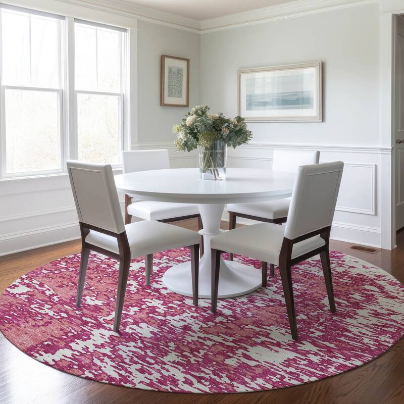 Machine Washable Indoor/ Outdoor Abstract Pixels Chantille Rug
