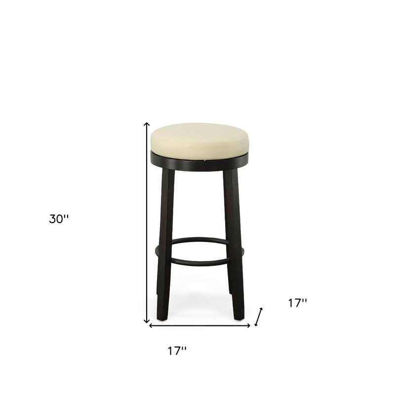 Faux Leather Swivel Bar Stools Set of 2 Finish Espresso Wood
