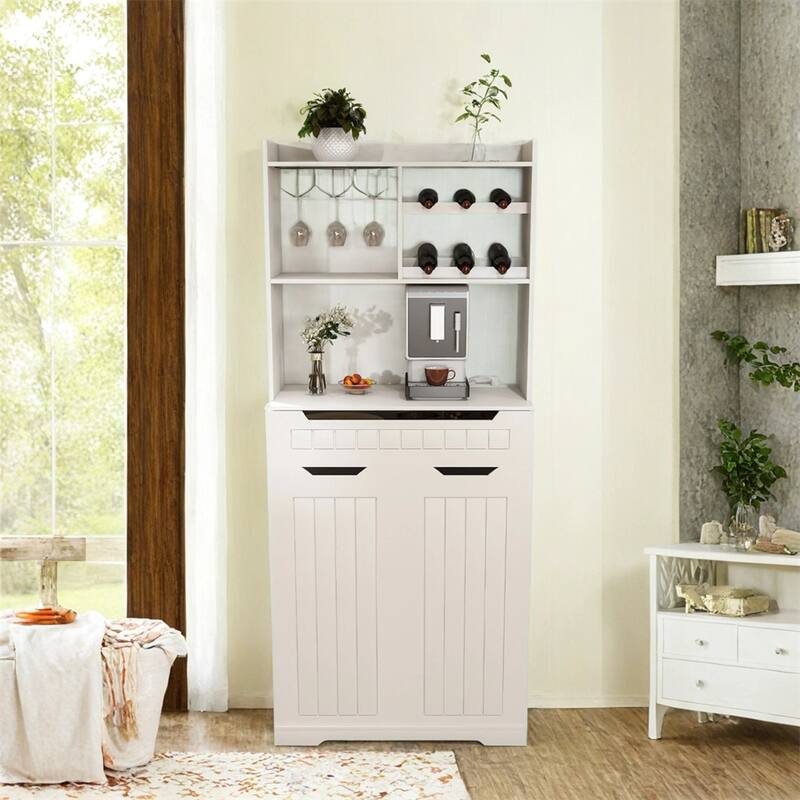 Buffet Cabinet with Hutch,Modern Farmhouse Kitchen Storage Sideboard