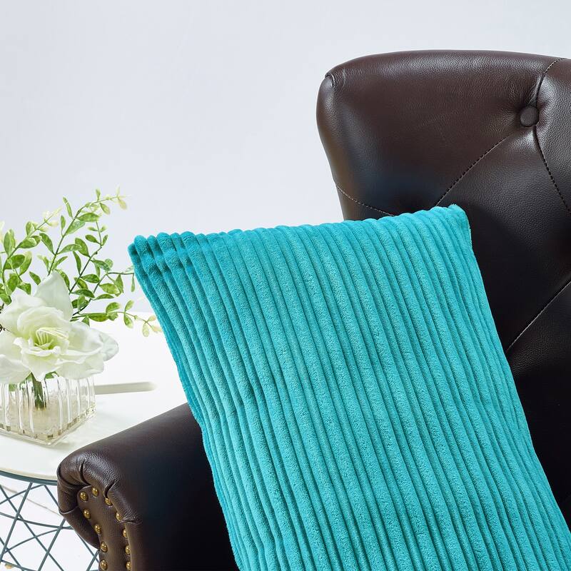 Ribbed Flanned 4 Pieces Pillow Shell Set, NO INSERT