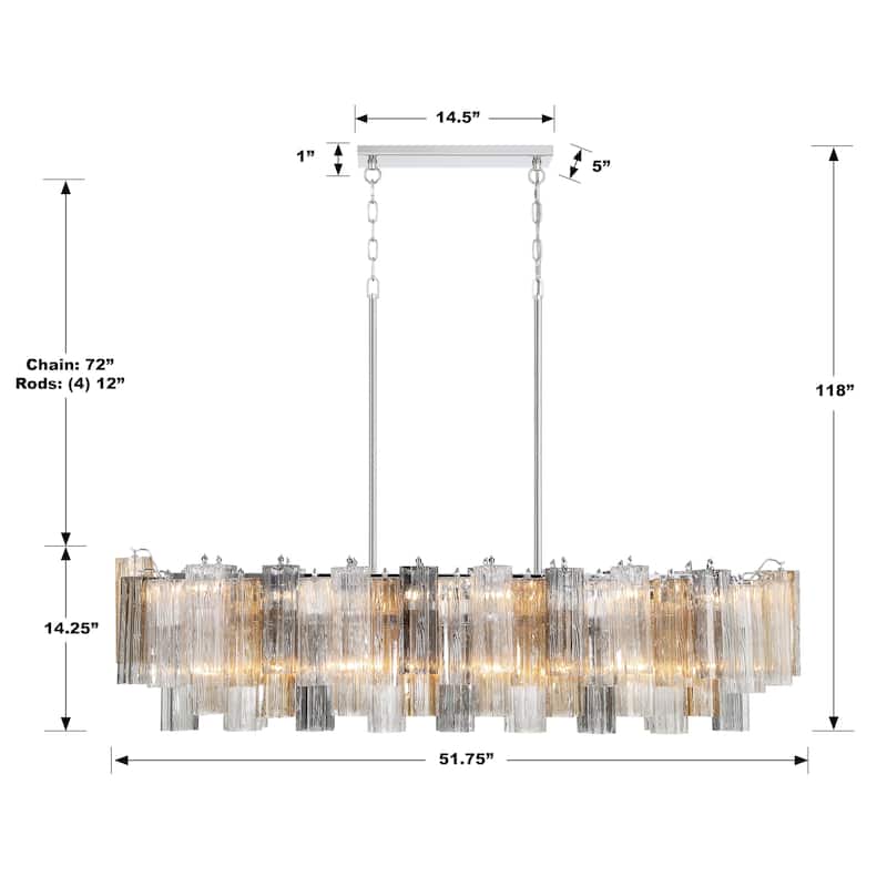Addis 14 Light Polished Chrome Chandelier - 51.75"W x 14.25"H x 14"D