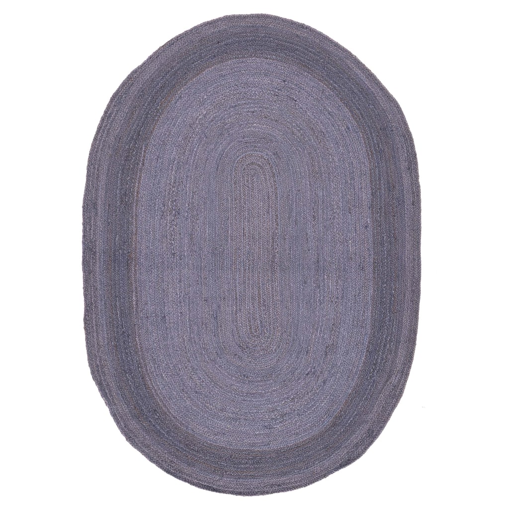 ECARPETGALLERY Flat-Weave Palas Denizli Dark Navy Jute Rug - 5'3 x 7'5