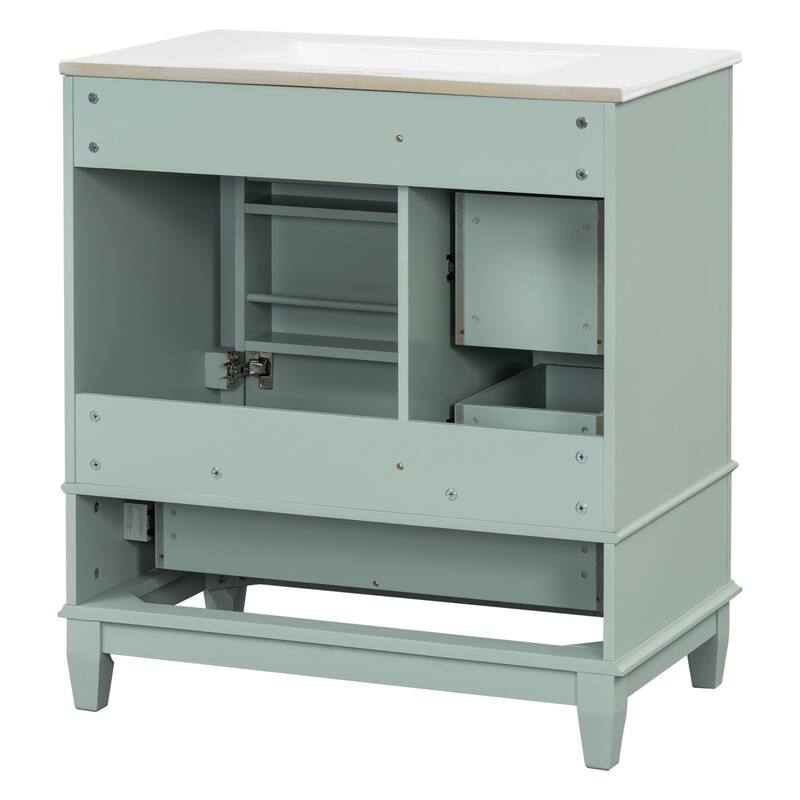 30 " Bathroom Vanity with Sink, Drawers, and Storage Shelves