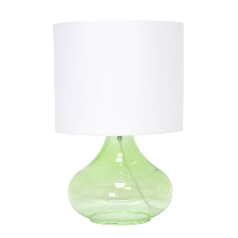 13.75" Decorative Glass Accent Table Lamp with Soft Fabric Shade Perfect for Living Room or Bedroom - 9"L x 9"W x 13.75"H - Green, White