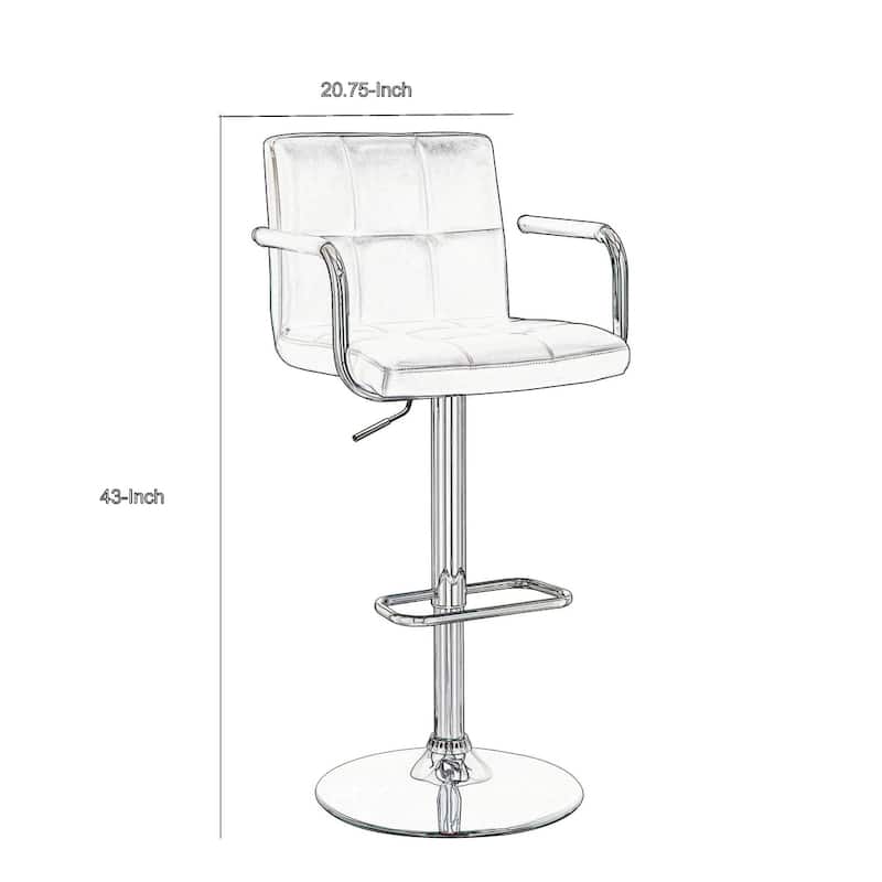 Grid Adjustable Swiveling Bar Stool, Grey - 43 H x 20.75 W x 19 L Inches