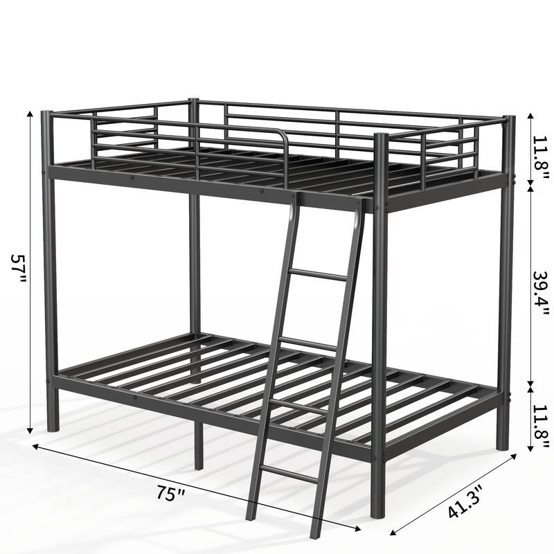 Twin Over Twin Metal Bunk Platform Bed Frame, Sturdy and Durable for Kids Bedrooms, No Box Spring Needed Bedroom Furniture