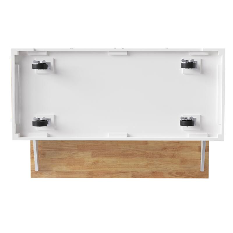 54" Wood Rolling Kitchen Island with Drop Leaf,4 Doors and 3 Drawers