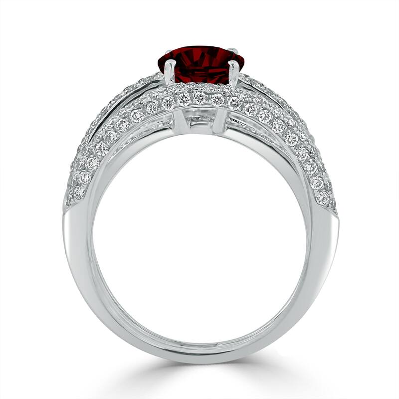 Auriya 2 1/2ct Oval Red Garnet and Diamond Ring 9/10ctw 18K Gold