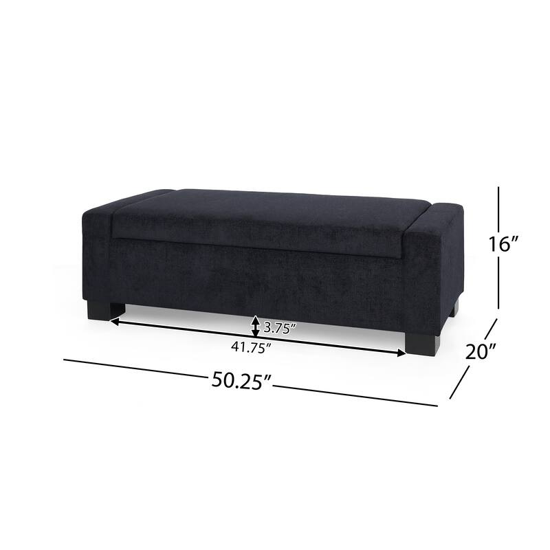 Roomfitters Upholstered Storage Ottoman Bench with Hinged Lid, Rectangular Accent Seat for Living Room or Bedroom