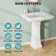 preview thumbnail 6 of 5, Bathroom Pedestal Sinks,Rectangular Pedestal Sink 26" W X 20" D Modern White Ceramic Pedestal Bathroom Sink - 26x19x34in