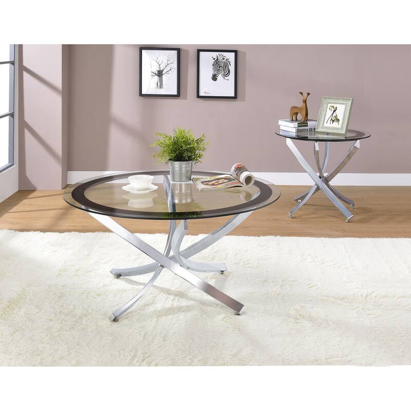 Brooke Round Glass Top Coffee Table Set