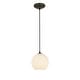 preview thumbnail 1 of 0, Access Lighting Japanese Lantern - E26 LED Cord Pendant - 8"W - Oil Rubbed Bronze Finish - White Lined Glass Shade Oil Rubbed Bronze