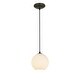 preview thumbnail 3 of 2, Access Lighting Japanese Lantern 1-Light Glass Pendant - 8"dia - Oil Rubbed Bronze Finish - White Lined Glass Shade