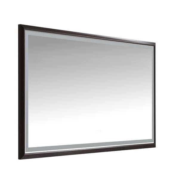 72 x 48 Inch LED Bathroom Mirror with Aluminum Frame - Brown - Bed Bath ...