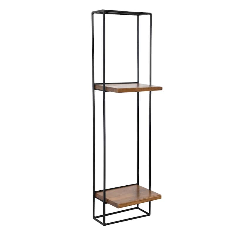 Metal and Wood Wall Shelf - 7.8"L x 6.3"W x 29.5"H