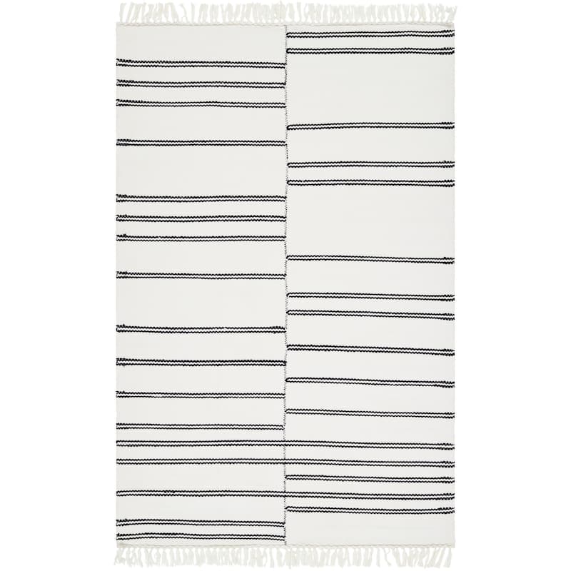 Sanford Country Area Rug - 5' x 7' 6" - Black/Cream