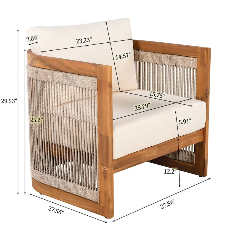 Christopher Knight Home - Outdoor 8-Piece Acacia Wood Patio Conversation Set with Rope Weave and Slatted Coffee Tables