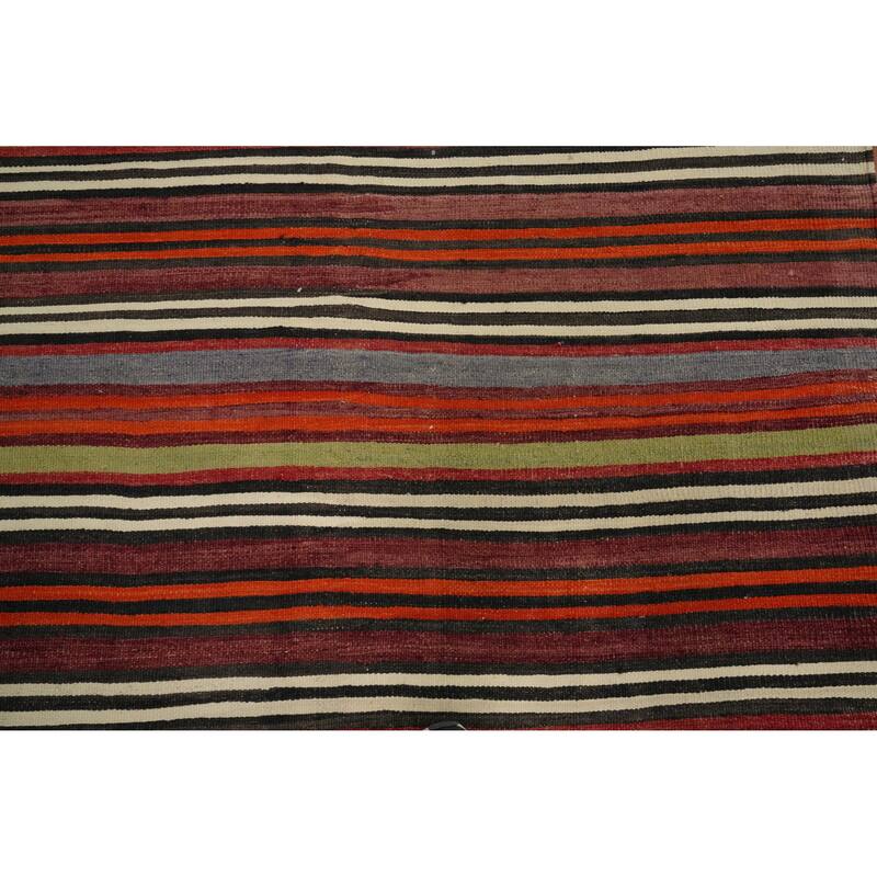 Hand Woven Oriental 100% Wool Carpet Southwestern Geometric Multi-Colored Kilim Area Rug - 9' 0'' X 5' 4''