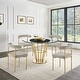 preview thumbnail 14 of 28, Veronica 48 inch Glass and Walnut Wood Round Dining Table with Metal Base