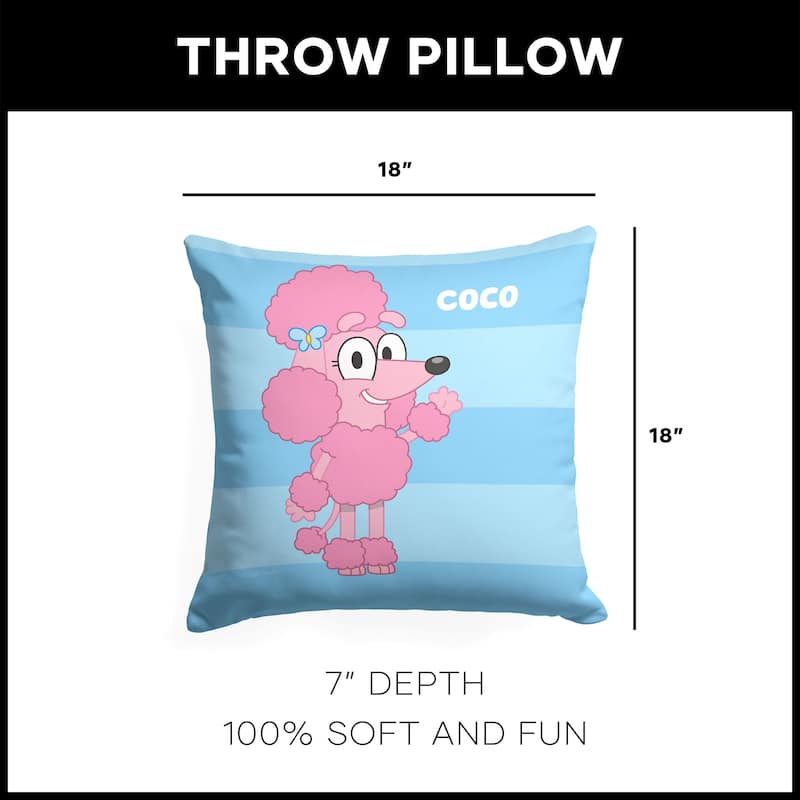 Bluey Roll Call Coco 18 Inch Throw Pillow