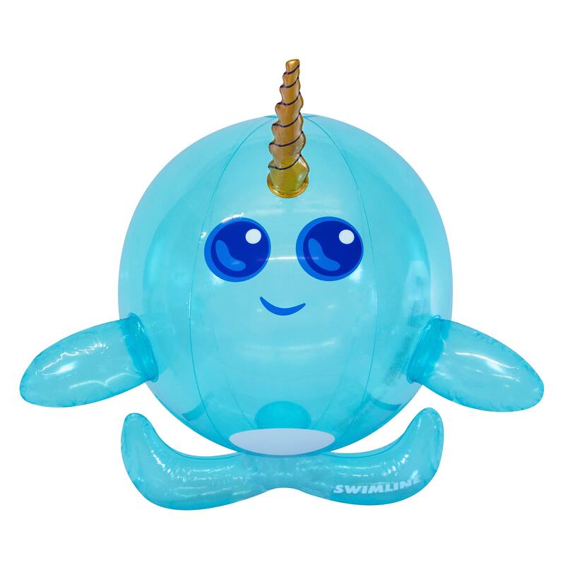 29" Inflatable Blue Narwhal Beach Ball with Tusk