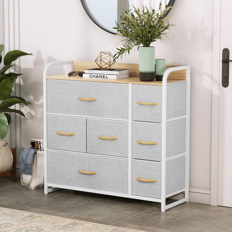 29.7" Modern Fabric 7 Drawer Storage Chest Tower