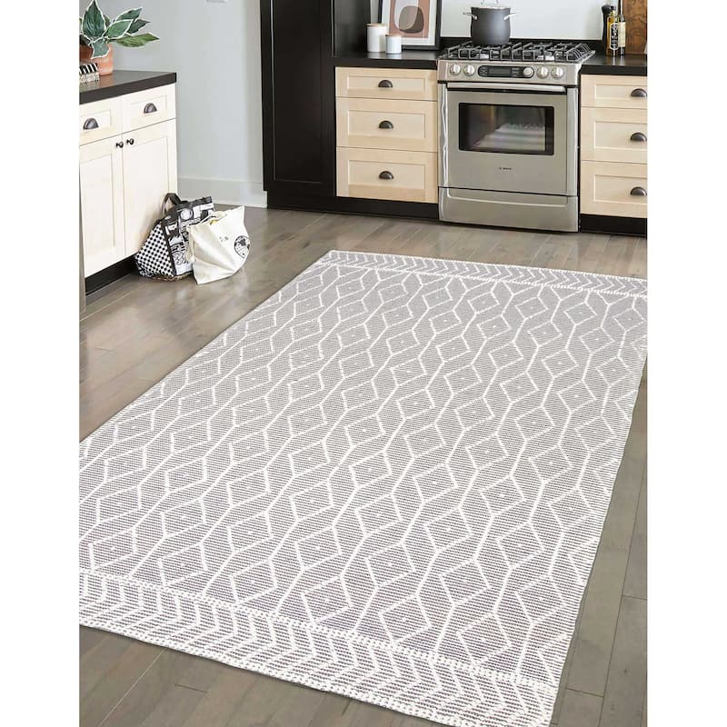 ECARPETGALLERY Braid weave Sienna Grey Wool Rug - 6'0 x 8'11