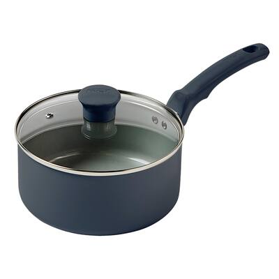 T-fal Essentials Ceramic Non-Stick Cookware, 3 Quart Saucepan With Lid, Midnight Blue