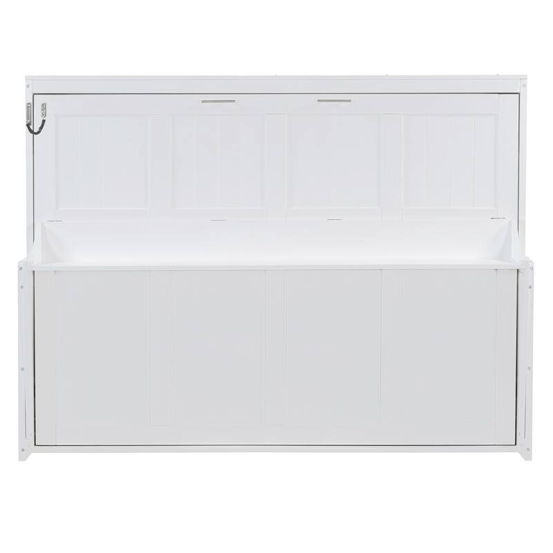 Roomfitters Full/Queen Murphy Bed with Hydraulic Lift and Folding Desk, Space Saving Wall Mounted Sleeper