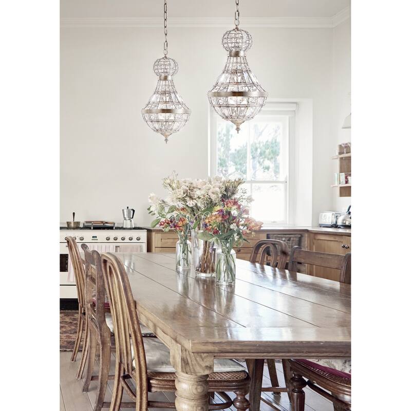 Tribeca 10" Crystal/Metal Empire LED Pendant, by JONATHAN Y