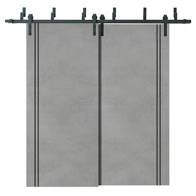 Barn Bypass Doors 36 x 80 Planum 0016 Concrete with Sturdy 6.6ft