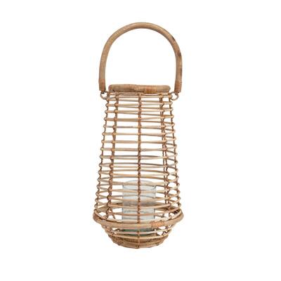 Handmade Rattan Tapered Lantern with Glass Insert (Holds 3" Pillar)