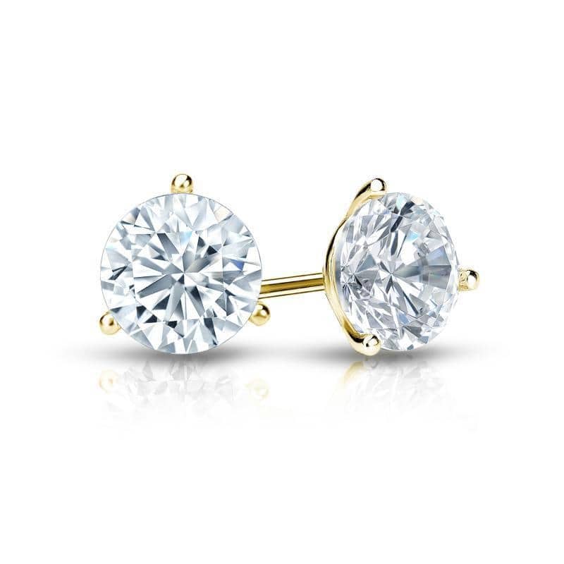 Auriya 1 3/4ctw 3 Prong Martini Set Round Diamond Stud Earrings 14K Gold Certified