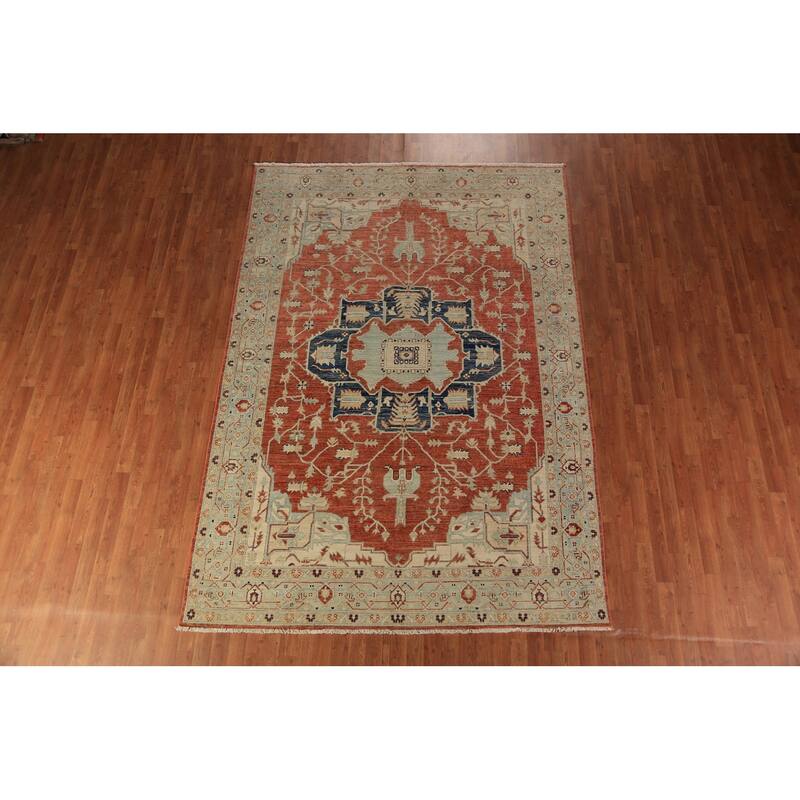 Vegetable Dye Heriz Serapi Oriental Area Rug Handmade Wool Carpet - 7'0"x 10'0"