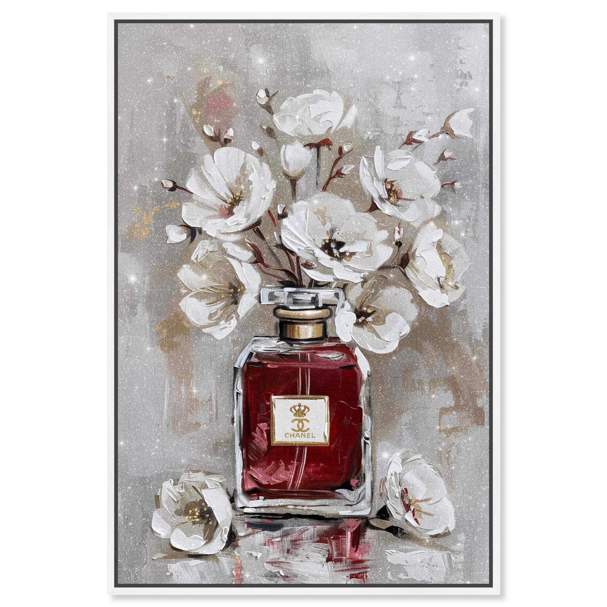 Floral Crimson Perfume Canvas Fashion Designer Wall Art by Art Remedy