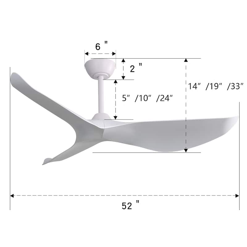 52 Inch Indoor Ceiling Fan With 6 Speed Remote - White