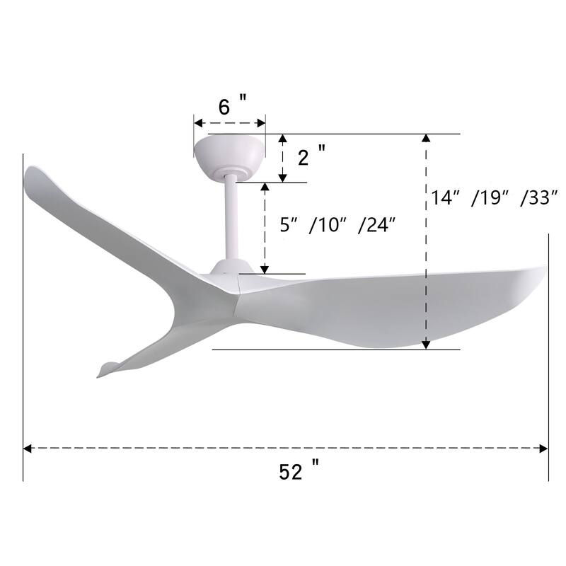 6 Speeds Reversible DC Motor Ceiling Fan Without Light, 52 Inch Indoor Ceiling Fan