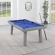 preview thumbnail 23 of 52, Newport Outdoor Patio 7ft Slate Pool Table Dining Set with 2 Benches & Accessories, Cement Finish