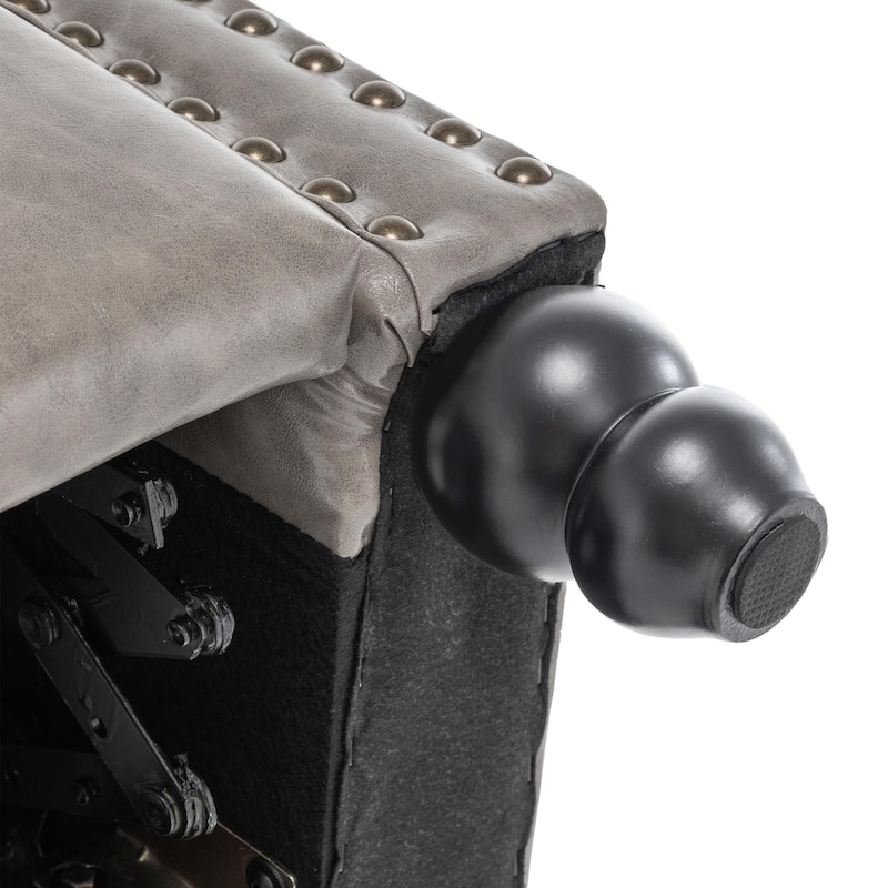 Mid-Century Nailhead PU Leather Linen Recliner