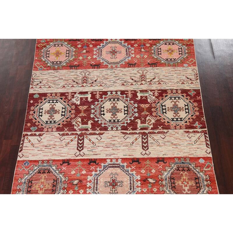 Tribal Geometric Kazak Oriental Home Decor Area Rug Wool Hand-knotted - 6'4" x 9'8"