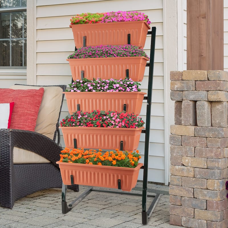 Raised Garden Beds - 5 Tier Vertical Garden Planter by Pure Garden (Terracotta) - 5-Tier - Terracotta - 5-Tier