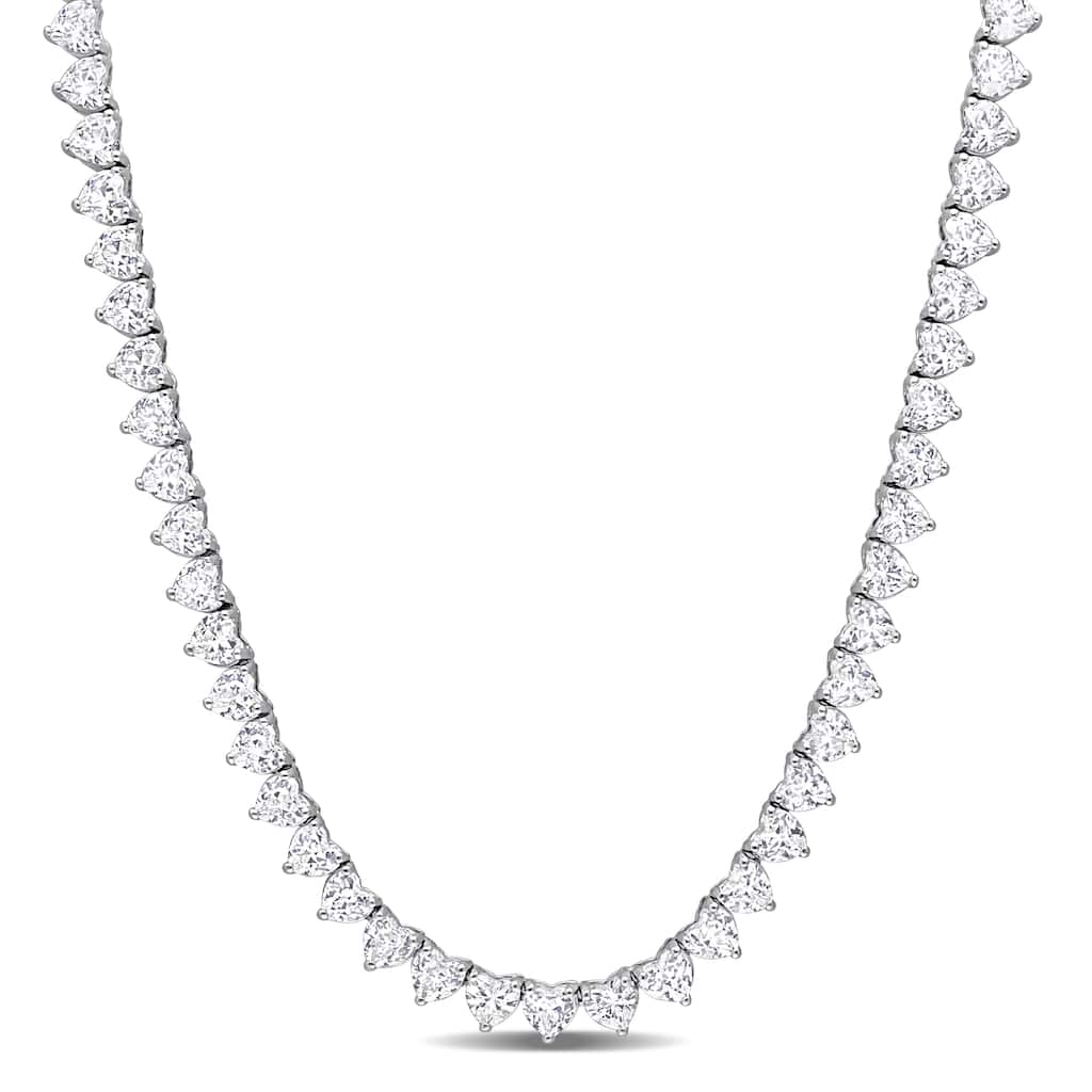 Miadora Created White Sapphire Heart Necklace in Sterling Silver