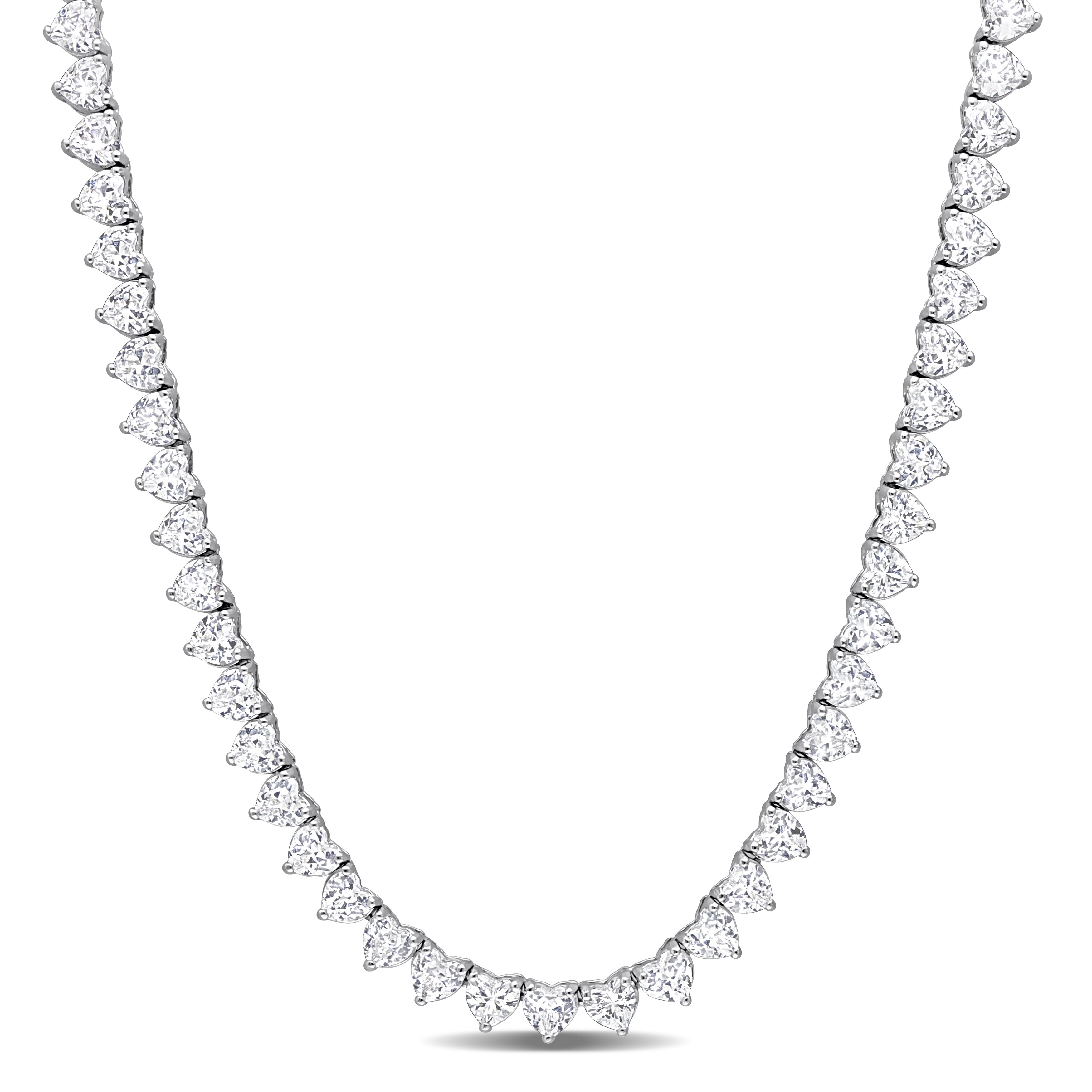 Miadora Created White Sapphire Heart Necklace in Sterling Silver